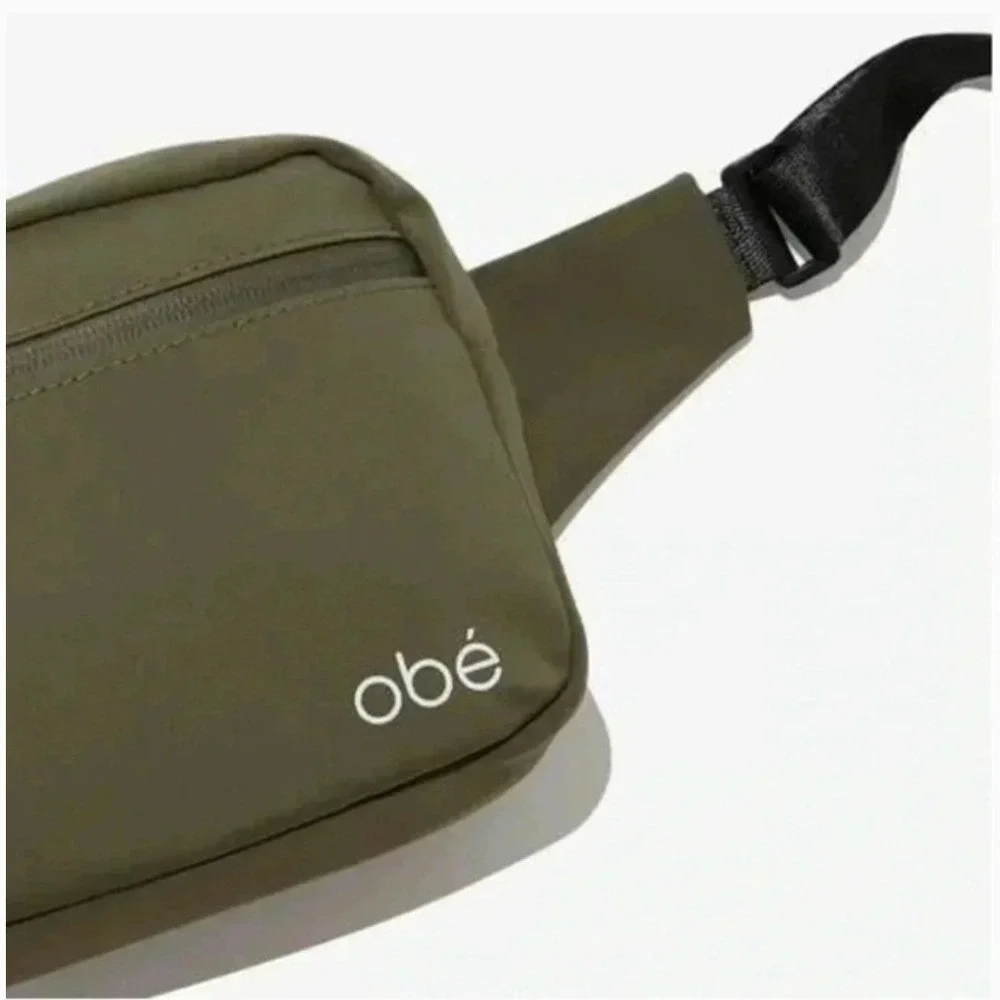 Obe Fitness Belt Bag Olive Green Nylon Adjustable Waist Fanny Pack Crossbody‎